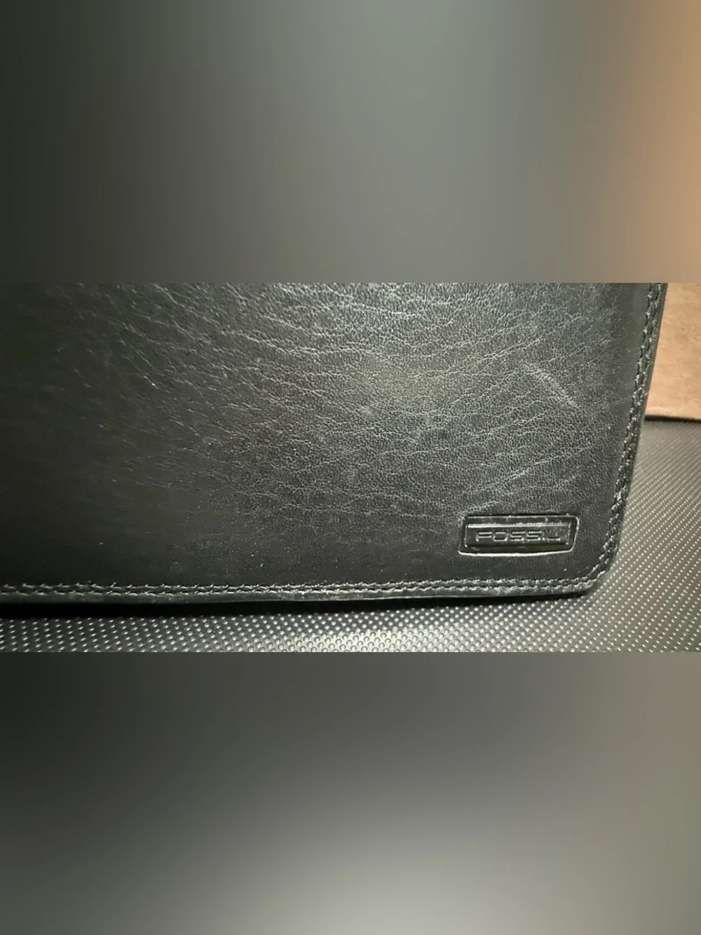 Fossil JR Notepad Black Genuine Leather 6x8.25 Agenda Cover Padfolio Case